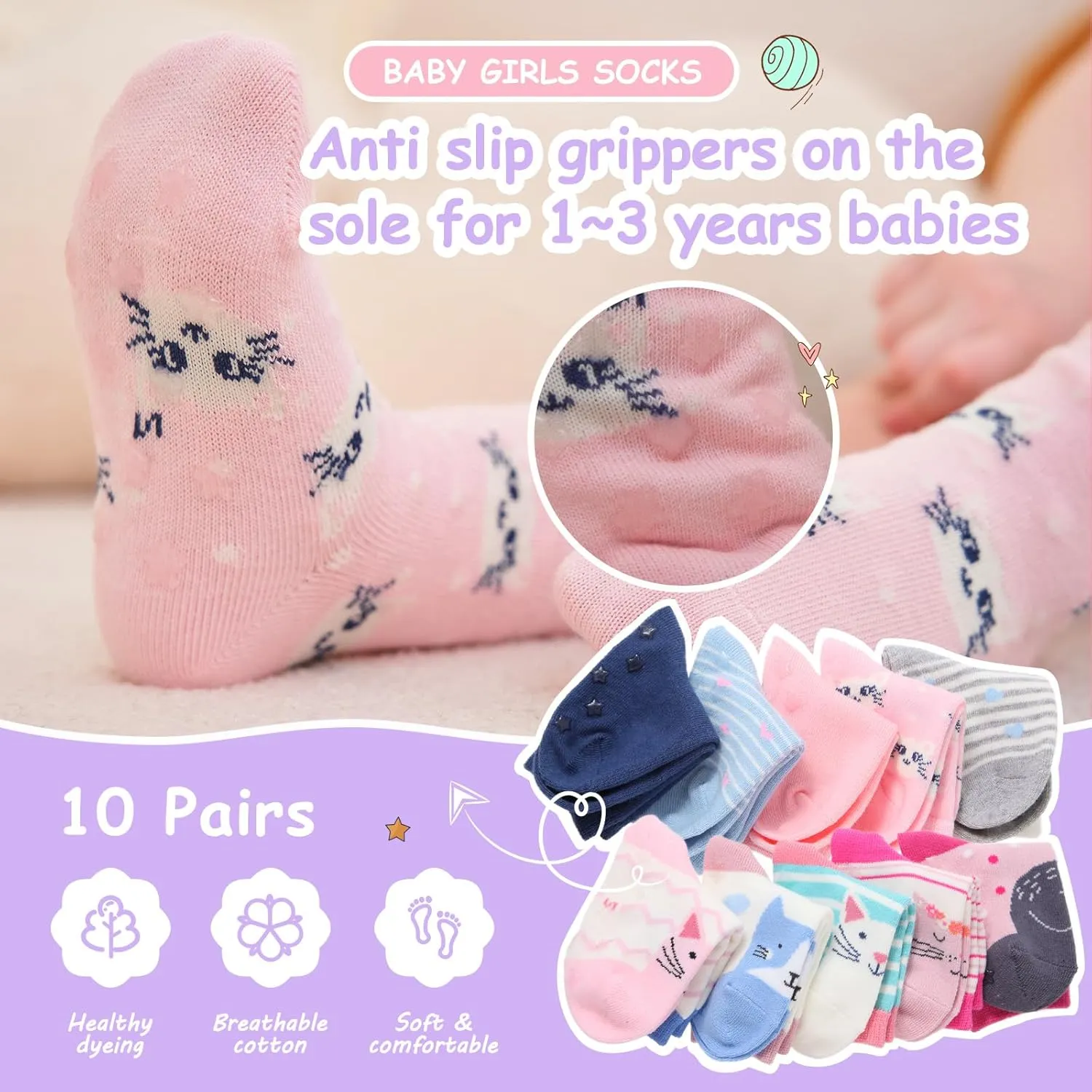 CHUNG Toddler Little Girls Crew Socks Cotton Colorful Sports Casual Daily Fun Cute Animal Pupil Students School Back