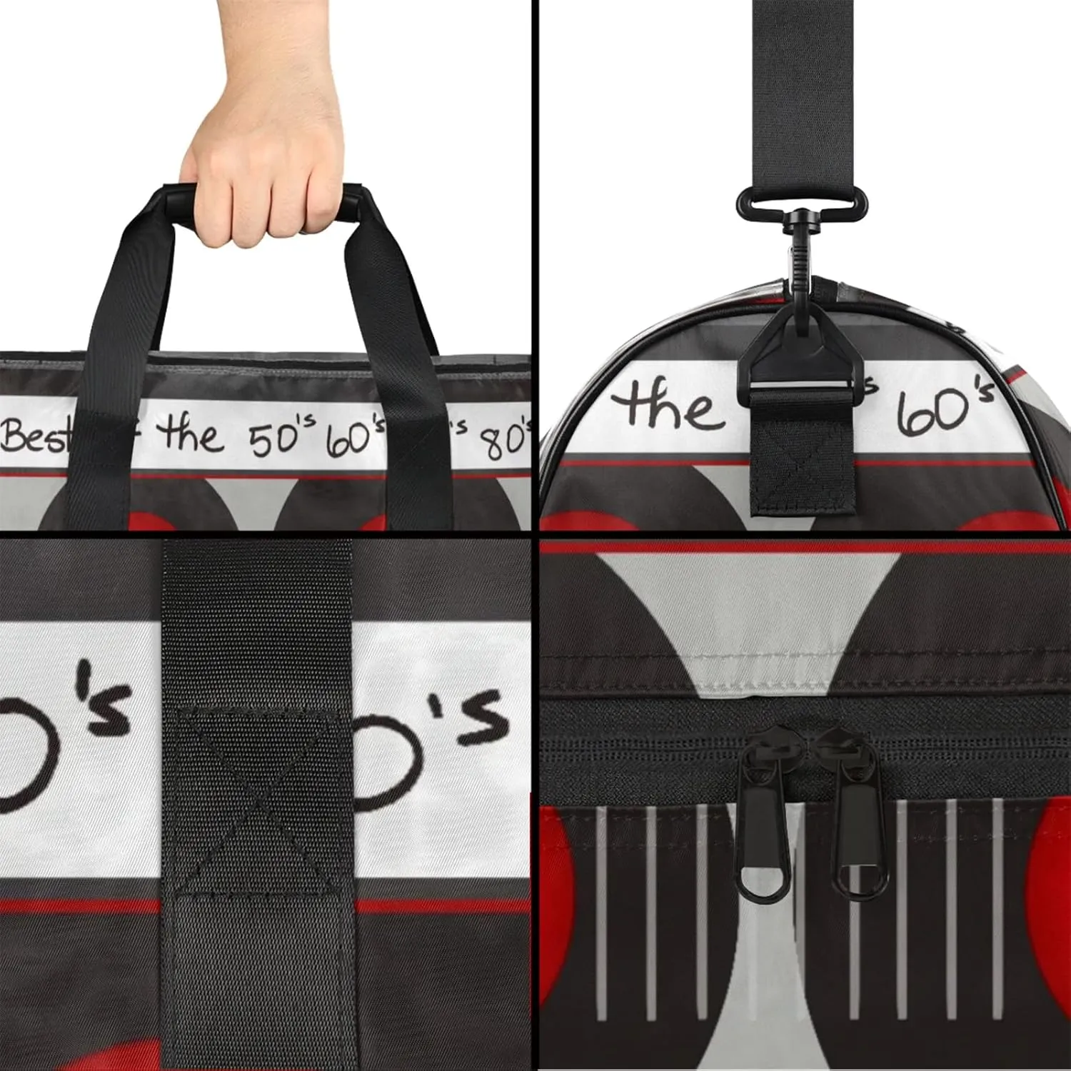 Classic Gym Bag for Womens Mens with Shoes Compartment, Cartoon Cassette Duffle Bag for Airplane Sport Gym Tote Bags Yoga Waterproof Weekender Travel Bag