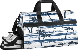 Coconut Tree Pattern Resistant Sports Gym Bag for Women Men Travel Duffel bag with Wet Pocket & Shoes Compartment Waterproof Weekender Bag 19.7"x9.9"x13"
