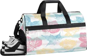 Colored Leaves Plant Anime Sports Gym Bag with Wet Pocket & Shoes Compartment Waterproof Workout Duffel Bag for Women and Men Weekender Overnight Duffle Bag Travel Carry-on Tote