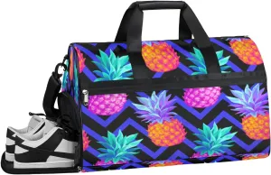Colorful Pineapple Fruits Sports Gym Bag with Wet Pocket & Shoes Compartment Waterproof Workout Duffel Bag for Women and Men Weekender Overnight Duffle Bag Travel Carry-on Tote