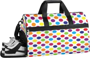 Colorful Polka Dot Pattern Sports Gym Bag with Wet Pocket & Shoes Compartment Waterproof Workout Duffel Bag for Women and Men Weekender Overnight Duffle Bag Travel Carry-on Tote