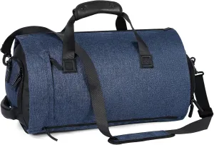 Convertible Garment Bag with Shoe Compartment,Carry on with Backpack Straps,3 in 1 Hanging Suitcase Suit,Navy Blue