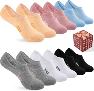 COOPLUS No Show Socks Womens Athletic Cushioned Cotton Low Cut Non Slip Running Invisible Socks (6 Pairs)