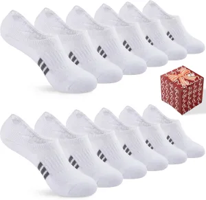 COOPLUS No Show Socks Womens Athletic Cushioned Cotton Low Cut Non Slip Running Invisible Socks (6 Pairs)