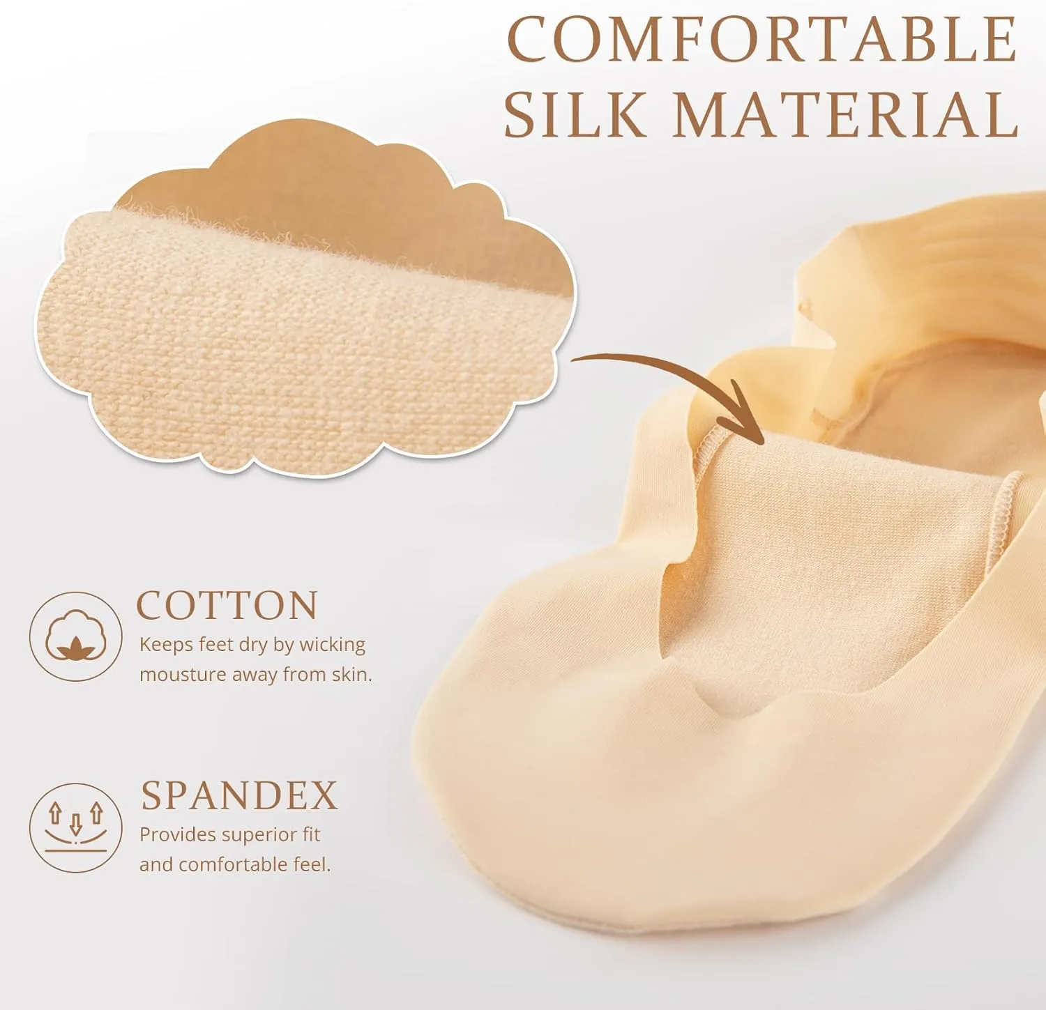 COOPLUS No Show Socks Womens Cotton Non Slip Low Cut Liner Socks Thin Invisible Socks for Flats Loafers 6 Pairs