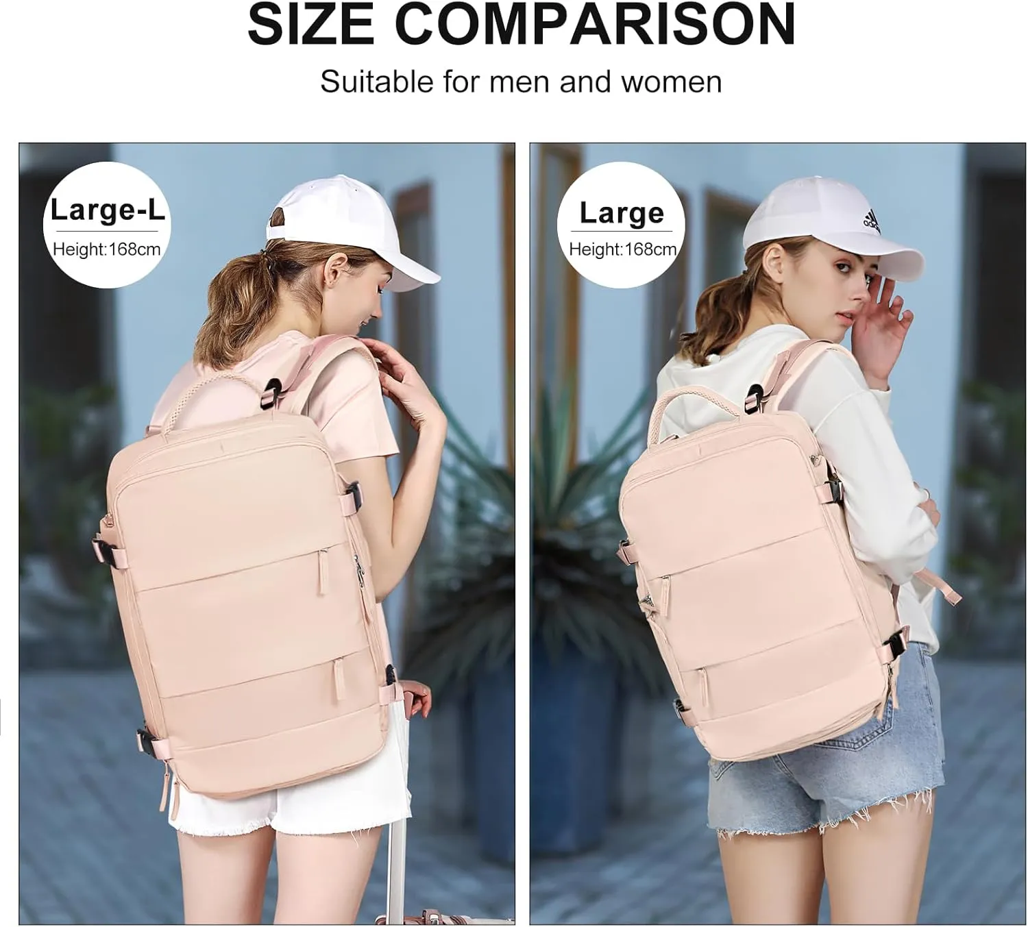 coowoz Large Casual Travel Backpack For Women Men,Carry On Rucksack Flight Approved,Hiking Waterproof Outdoor Sports Daypack Fit 15.6 Inch Laptop Shoes Compartment (Beige)