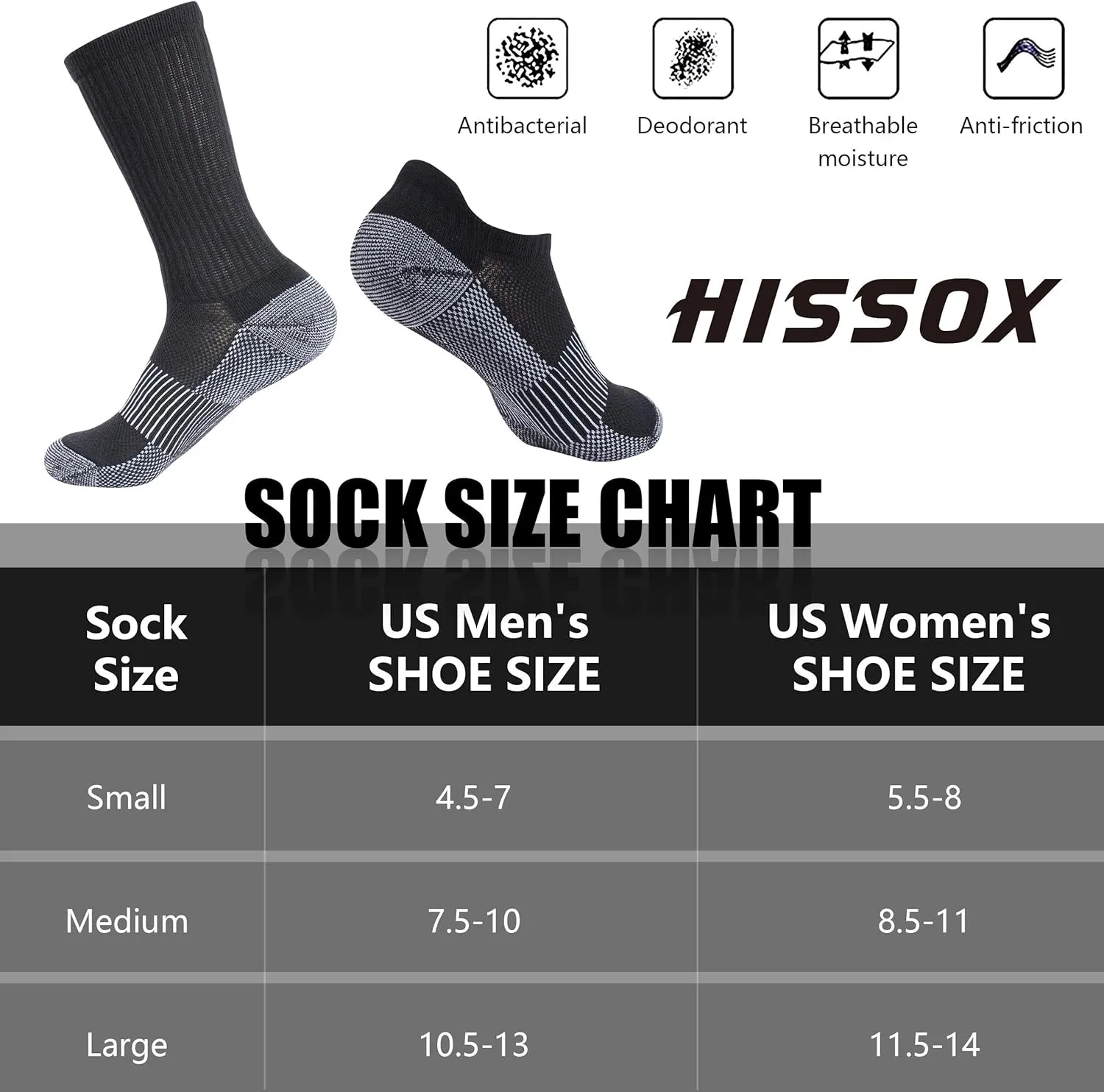 Copper Running Socks, Unisex Ankle Crew Moisture Wicking Anti Smell Sport Trekking Hiking Cushion Socks