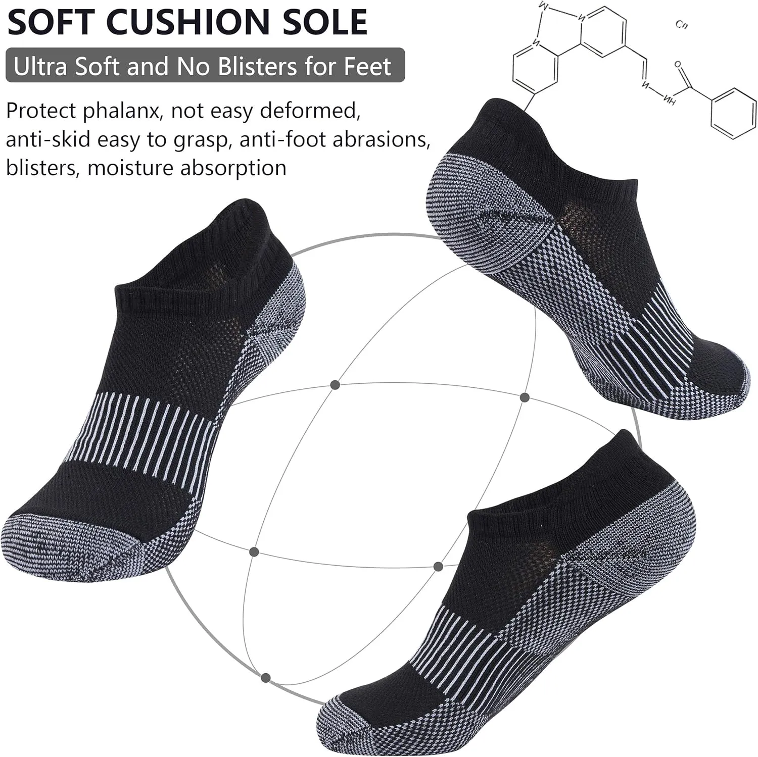 Copper Running Socks, Unisex Ankle Crew Moisture Wicking Anti Smell Sport Trekking Hiking Cushion Socks