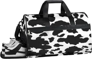 Cow Sports Gym Bag with Wet Pocket & Shoes Compartment Waterproof Workout Duffel Bag for Women and Men Weekender Overnight Duffle Bag Travel Carry-on Tote