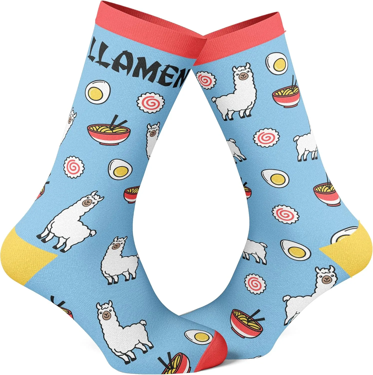 Crazy Dog T-Shirts Men's Llamen Socks Funny Llama Ramen Noodles Takeout Novelty Graphic Footwear