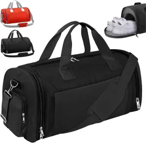 CS COSDDI Gym Bag for Men with Shoes Compartment 45L Waterproof Duffle Bag with Shoes Compartment, Wet Pocket, Trolley Sleeve  Travel, Workout, Sports, Overnight Weekender Tote Black