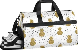 Cute Pineapples Pattern Sports Gym Bag for Women Men Travel Duffel Bag with Wet Pocket & Shoes Compartment Waterproof Weekender Overnight Tote Carry on Bag Lightweight