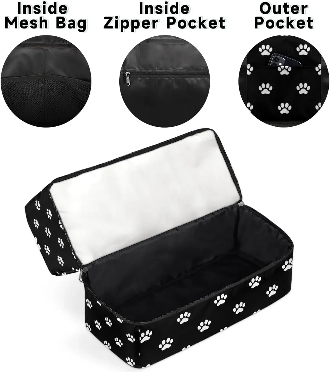 Cute Sports Gym Bag Travel Duffel Bag Waterproof Lightweight Swim Bag Travel Tote Luggage Weekender Overnight Handbag Workout Bag with Shoes Compartment for Women Men, C-Black Cat Dog Paw Prints,