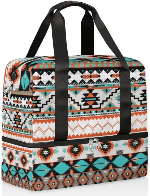 Cute Sports Gym Bag Travel Duffel Bag Waterproof Lightweight Swim Bag Travel Tote Luggage Weekender Overnight Handbag Workout Bag with Shoes Compartment for Women Men, D-Ethnic
