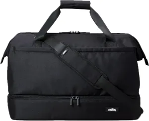 Double Decker Weekender Bag 40L Carry-On Duffel with Shoe Compartment, Water-Resistant, Foldable Travel Bag with Trolley Sleeve & Shoulder Strap  Jet