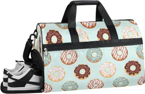 Doughnuts Sports Gym Bag with Wet Pocket & Shoes Compartment Waterproof Workout Duffel Bag for Women and Men Weekender Overnight Duffle Bag Travel Carry-on Tote