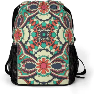 Drawstring Backpack Bag Compatible with Traditional Floral Paisley Bandanna Pattern Sports Gym Bag Large Capacity Sackpack with Zipper Pocket and Shoes Compartment for Men Women