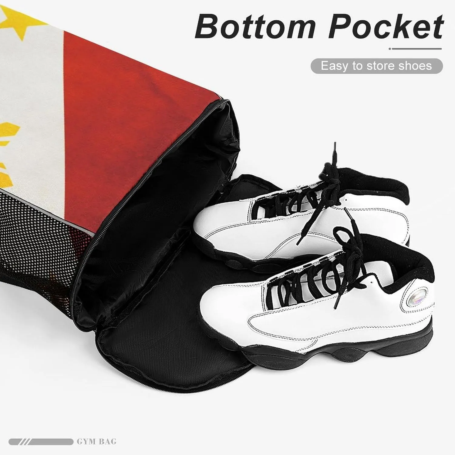 Drawstring Backpack Compatible with Flag Of The Philippines String Bag Sports Sackpack Outdoor Fitness Gym Sack with Zipper Pocket and Shoes Compartment for Men Women