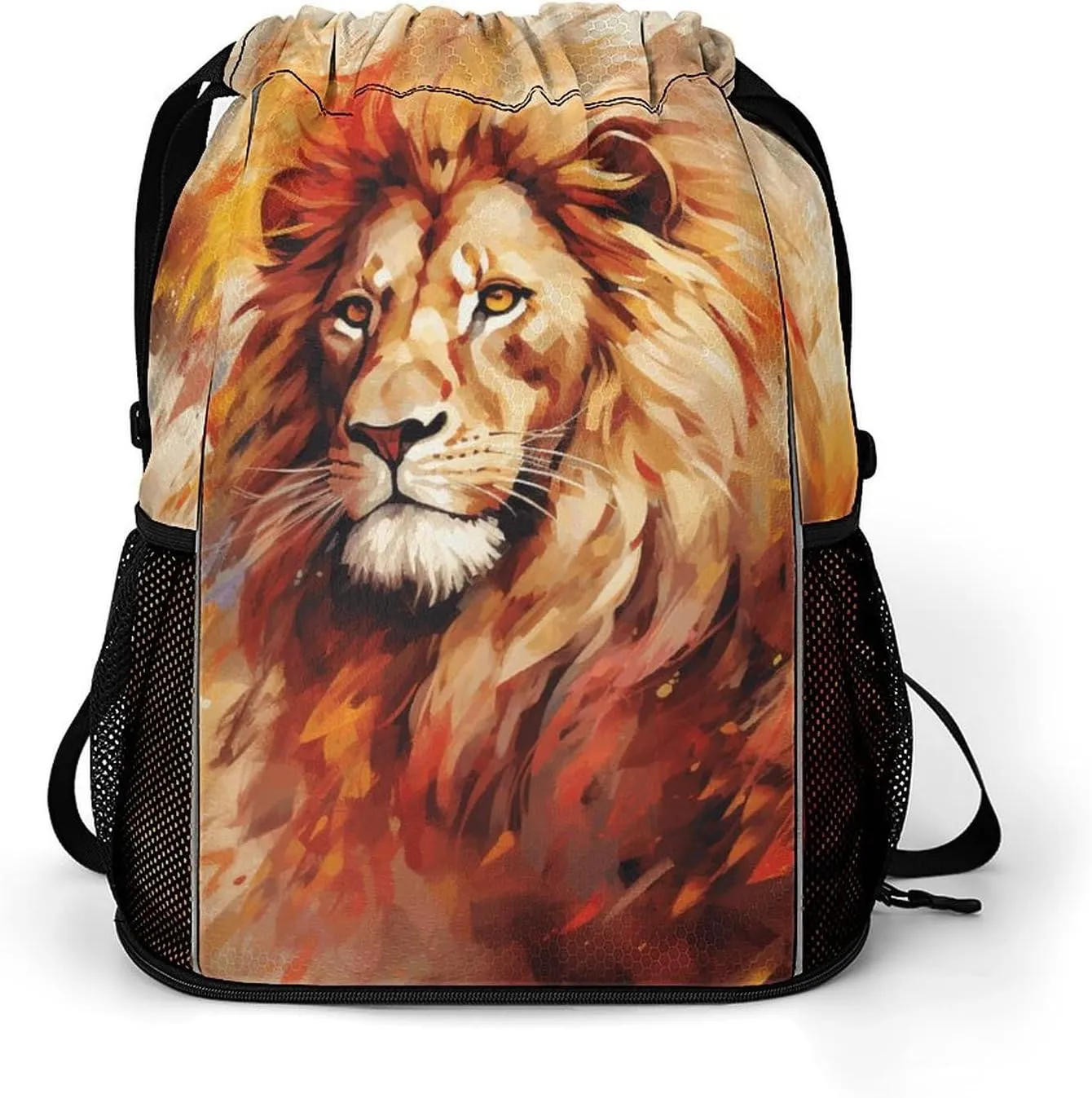 Drawstring Backpack,Animal Hand Drawing Printed Drawstring Bags,String Backpack with Shoes Compartment And Wet Proof Pocket,Small Sports Gym Cinch Bags for Women & Men