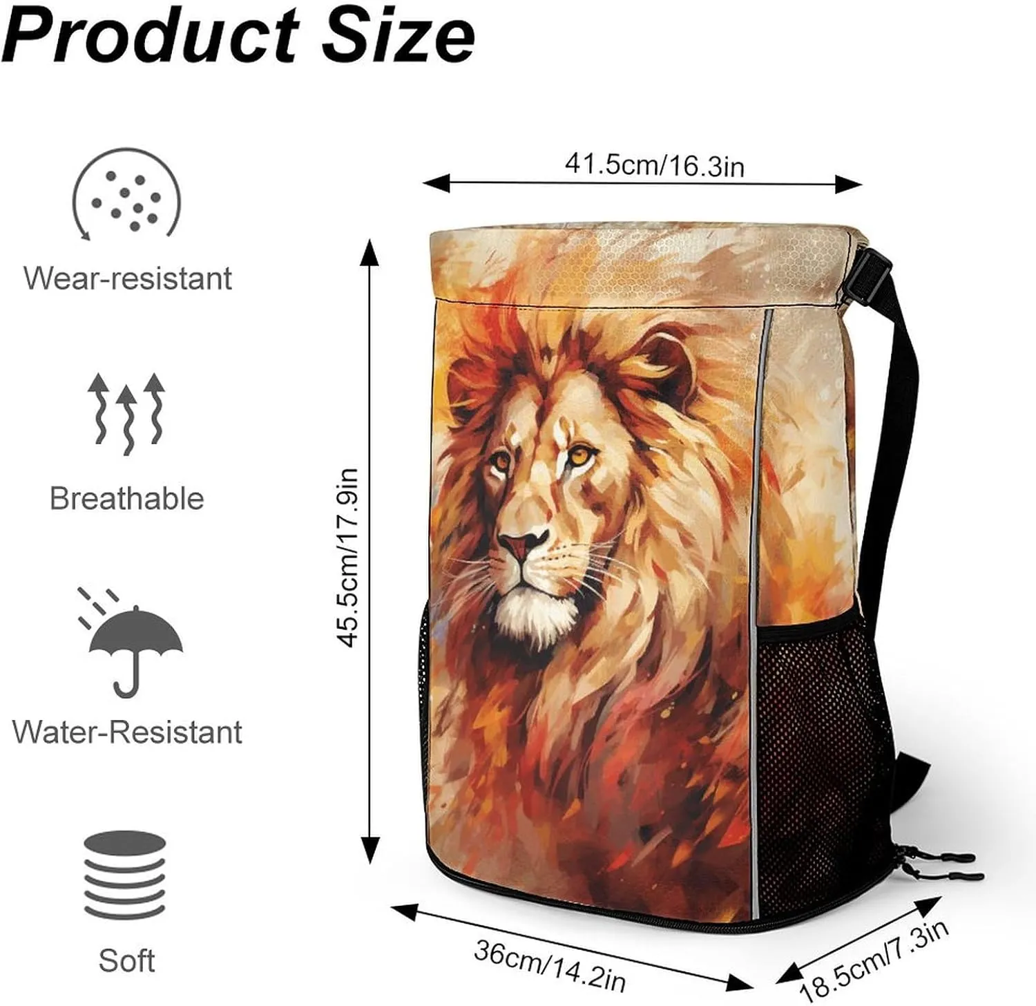 Drawstring Backpack,Animal Hand Drawing Printed Drawstring Bags,String Backpack with Shoes Compartment And Wet Proof Pocket,Small Sports Gym Cinch Bags for Women & Men