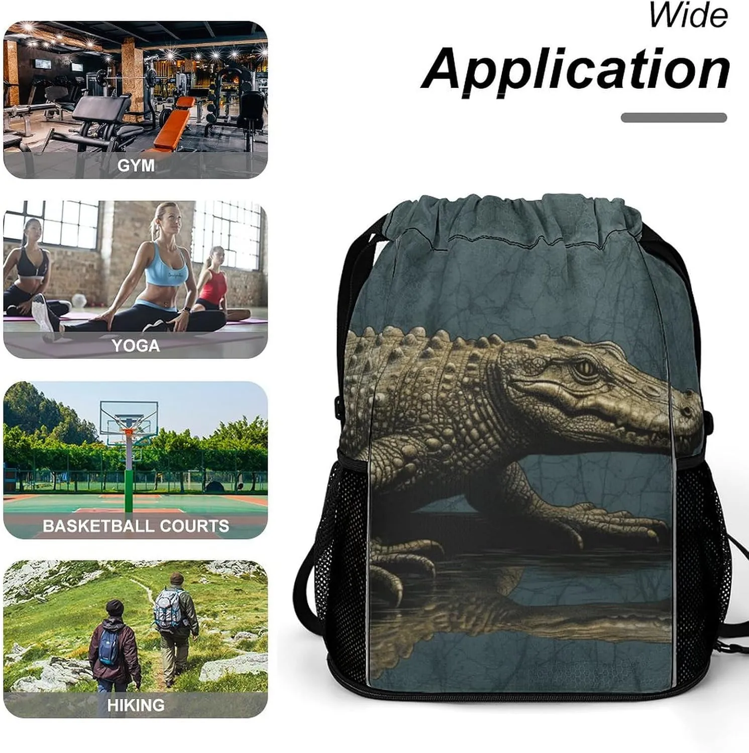 Drawstring Backpack,Animal Patterns Printed Drawstring Bags,String Backpack with Shoes Compartment And Wet Proof Pocket,Small Sports Gym Cinch Bags for Women & Men