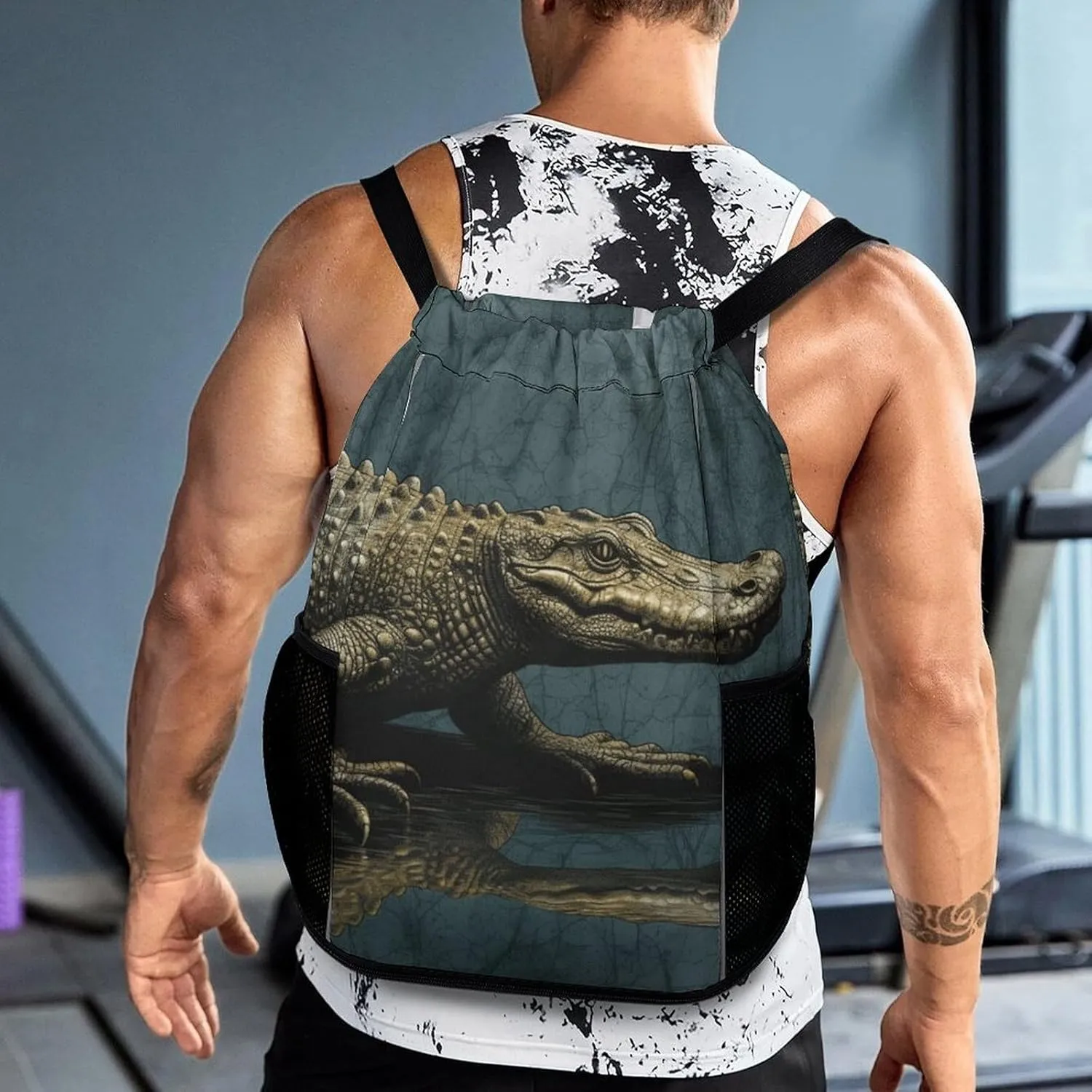 Drawstring Backpack,Animal Patterns Printed Drawstring Bags,String Backpack with Shoes Compartment And Wet Proof Pocket,Small Sports Gym Cinch Bags for Women & Men