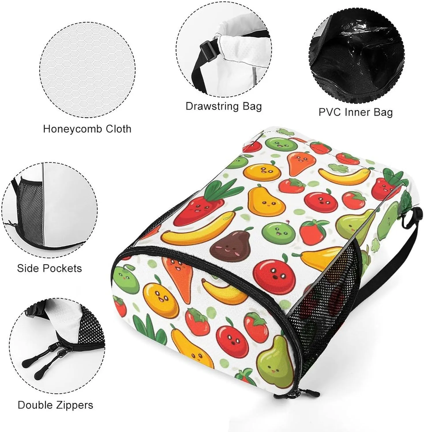 Drawstring Backpack,Vegetable Fruit Printed Drawstring Bags,String Backpack with Shoes Compartment And Wet Proof Pocket,Small Sports Gym Cinch Bags for Women & Men