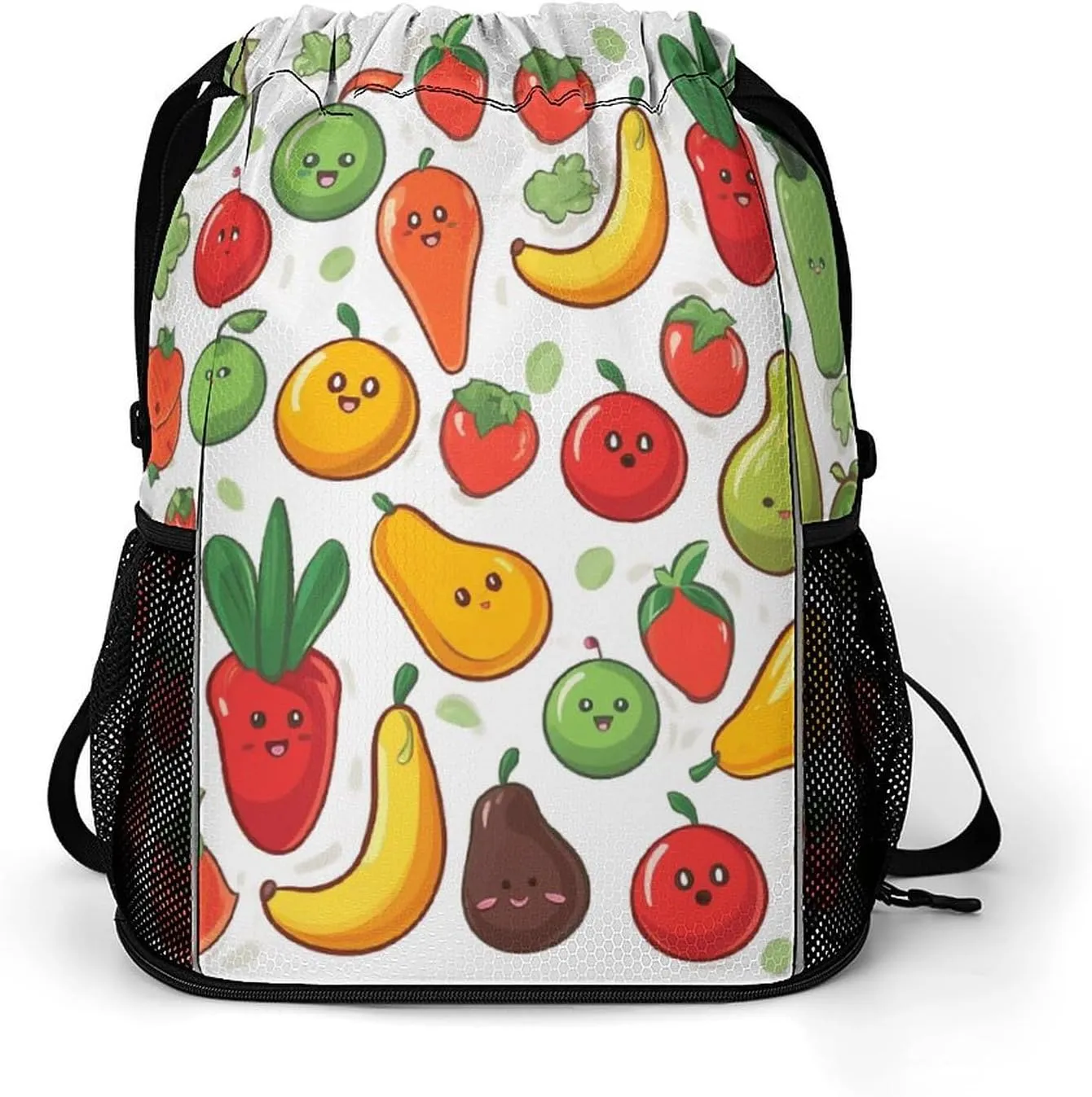 Drawstring Backpack,Vegetable Fruit Printed Drawstring Bags,String Backpack with Shoes Compartment And Wet Proof Pocket,Small Sports Gym Cinch Bags for Women & Men