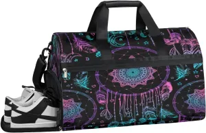 Dreamcatcher Pattern Sports Gym Bag with Wet Pocket & Shoes Compartment Waterproof Workout Duffel Bag for Women and Men Weekender Overnight Duffle Bag Travel Carry-on Tote