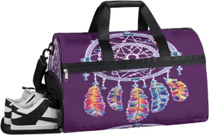Dreamcatcher Print Sports Gym Bag with Wet Pocket & Shoes Compartment Waterproof Workout Duffel Bag for Women and Men Weekender Overnight Duffle Bag Travel Carry-on Tote