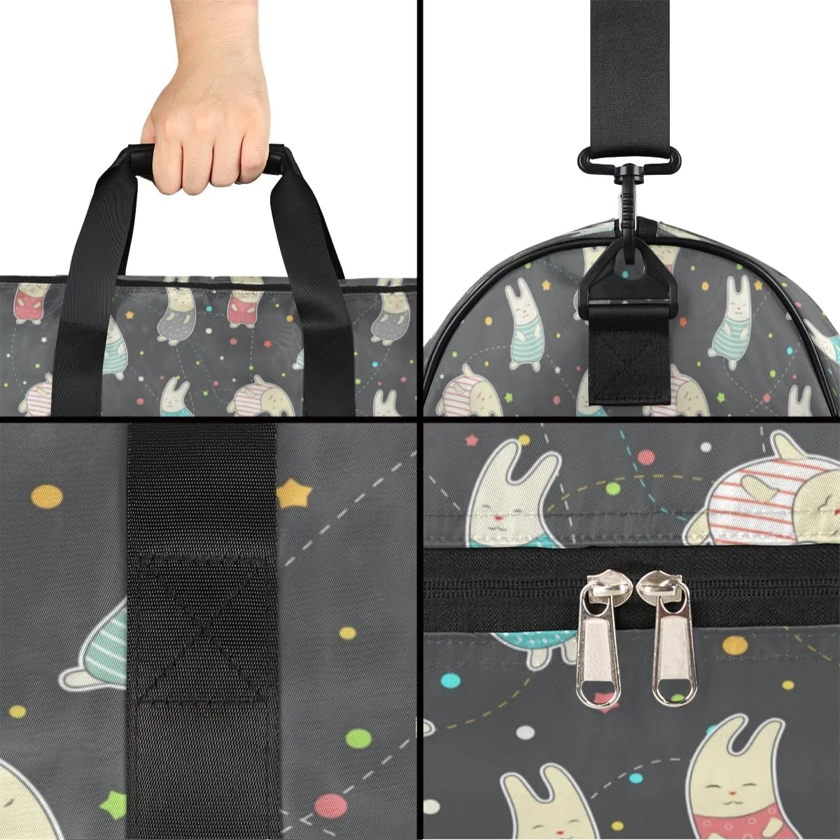 Easter Bunny Sports Gym Bag for Women Men Travel Duffel Bag with Wet Pocket & Shoes Compartment Waterproof Weekender Overnight Tote Carry on Bag Lightweight