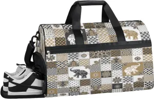 Elephant Paint Sports Gym Bag for Women Men Travel Duffel Bag with Wet Pocket & Shoes Compartment Waterproof Weekender Overnight Tote Carry on Bag Lightweight