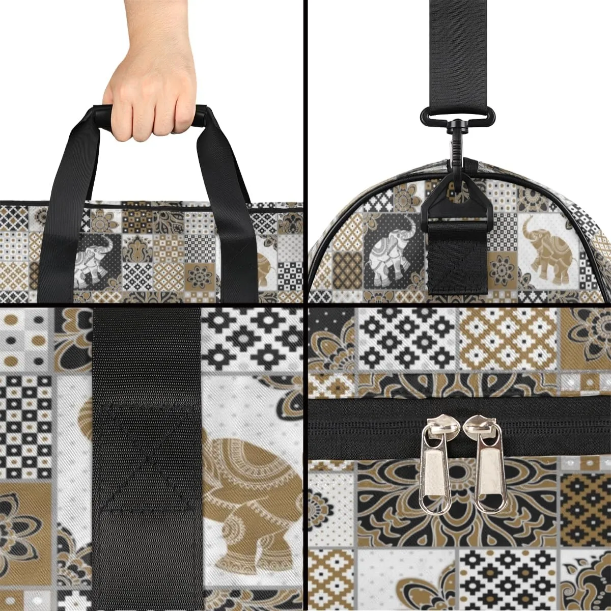 Elephant Paint Sports Gym Bag for Women Men Travel Duffel Bag with Wet Pocket & Shoes Compartment Waterproof Weekender Overnight Tote Carry on Bag Lightweight