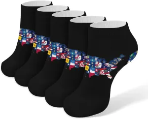 Flag Map of U.S. States and Territories 5 Pairs Low Cut Ankle Socks for Men Women Athletic Running Socks No Show Breathable