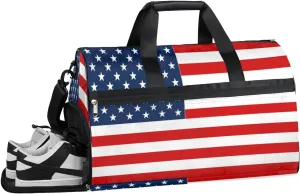 Flag Sports Gym Bag with Wet Pocket & Shoes Compartment Waterproof Workout Duffel Bag for Women and Men Weekender Overnight Duffle Bag Travel Carry-on Tote