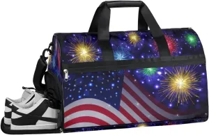 Flag Style Sports Gym Bag with Wet Pocket & Shoes Compartment Waterproof Workout Duffel Bag for Women and Men Weekender Overnight Duffle Bag Travel Carry-on Tote