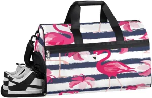Flamingo Style Sports Gym Bag with Wet Pocket & Shoes Compartment Waterproof Workout Duffel Bag for Women and Men Weekender Overnight Duffle Bag Travel Carry-on Tote