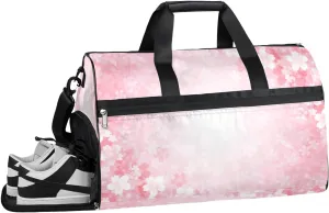 Flower Floral Cherry Resistant Sports Gym Bag for Women Men Travel Duffel bag with Wet Pocket & Shoes Compartment Waterproof Weekender Bag 19.7"x9.9"x13"
