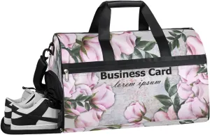 Flower Floral Roses Resistant Sports Gym Bag for Women Men Travel Duffel bag with Wet Pocket & Shoes Compartment Waterproof Weekender Bag 19.7"x9.9"x13"