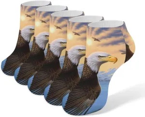 Flying Ea-gle 5 Pairs Low Cut Ankle Socks for Men Women Athletic Running Socks No Show Breathable