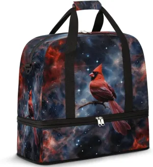 Foldable Travel Duffel Bag Tote Carry on Luggage Bag Cardinal Galaxy Sports Gym Bag with Shoes Compartment Small Overnight Weekender Bag for Women Men