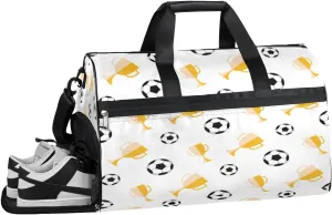 Football And Trophy Sports Gym Bag with Wet Pocket & Shoes Compartment Waterproof Workout Duffel Bag for Women and Men Weekender Overnight Duffle Bag Travel Carry-on Tote