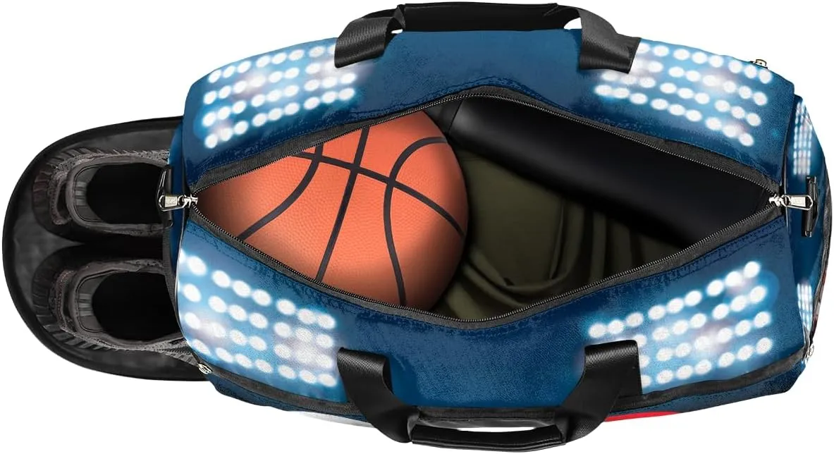 Football Helmet Dry Wet Depart Duffle Overnight Bag with Shoes Compartment & Wet Pockets, Water Resistant Weekender Travel Gym Pouch For Swim Gymnastics Ballet Sleepovers