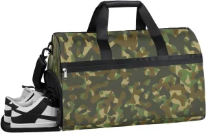 Forest Camo Pattern Sports Gym Bag with Wet Pocket & Shoes Compartment Waterproof Workout Duffel Bag for Women and Men Weekender Overnight Duffle Bag Travel Carry-on Tote
