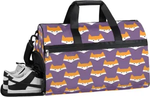 Fox Sports Gym Bag with Wet Pocket & Shoes Compartment Waterproof Workout Duffel Bag for Women and Men Weekender Overnight Duffle Bag Travel Carry-on Tote