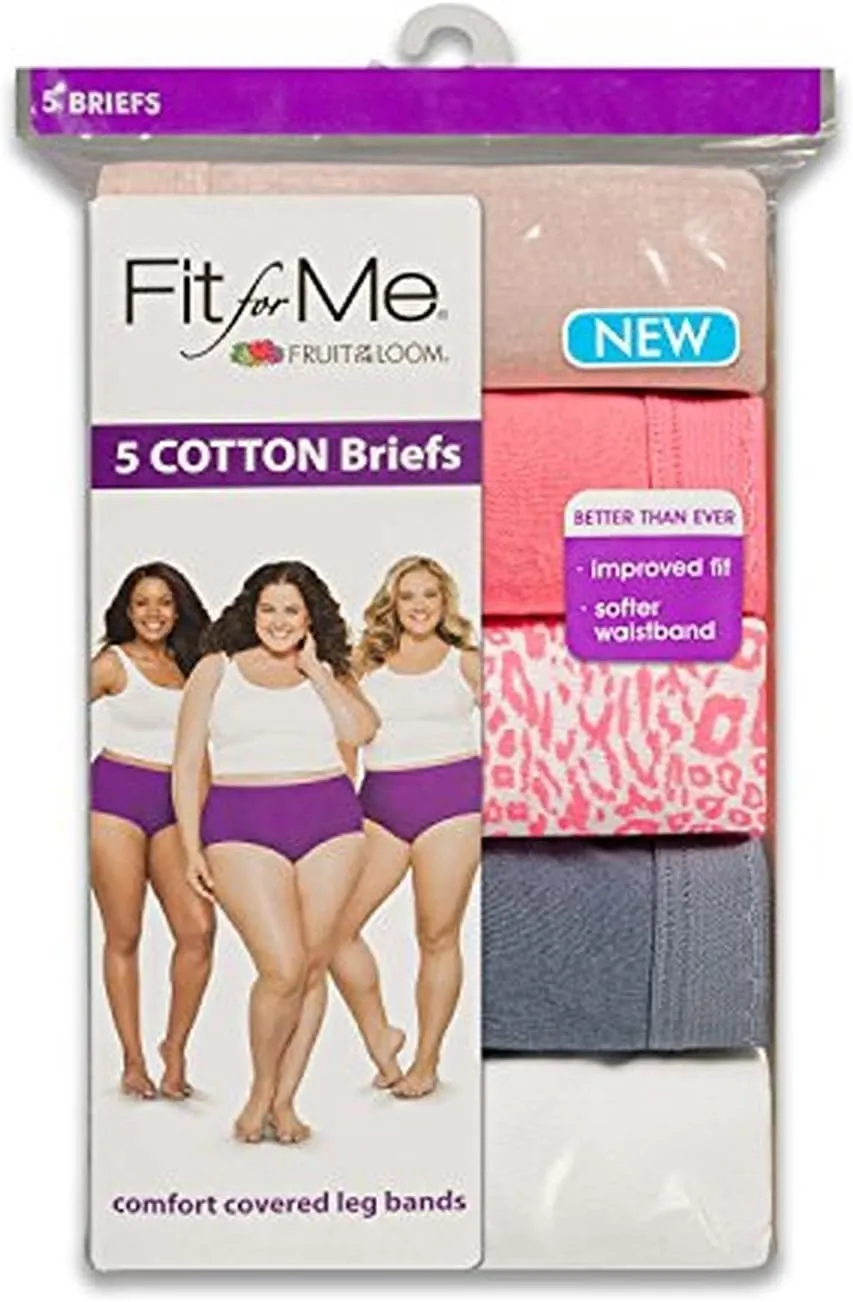 Fruit of the Loom Women's Fruit of the Loom Women's Plus Size Fit for Me 5 Pack Microfiber Brief Panties