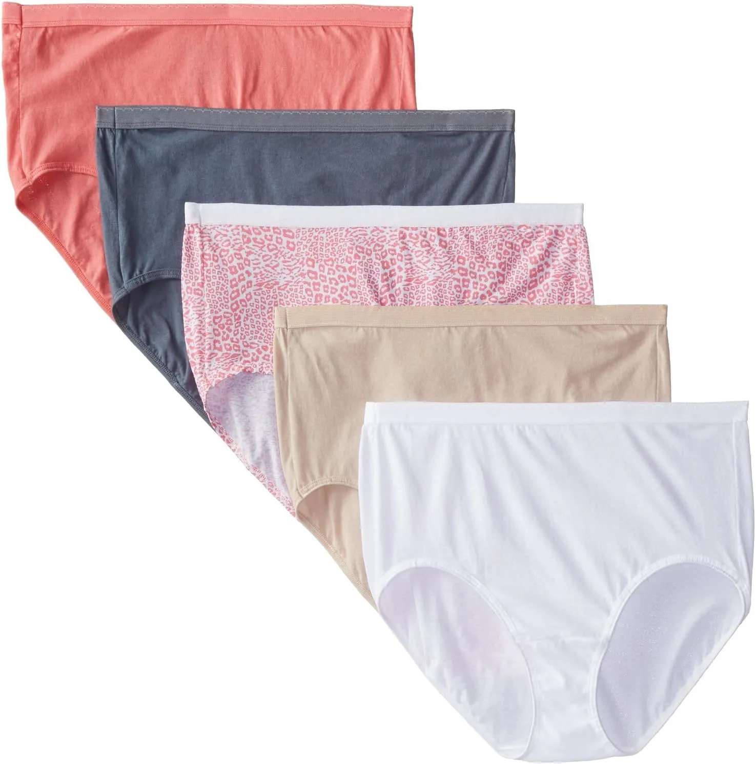 Fruit of the Loom Women's Fruit of the Loom Women's Plus Size Fit for Me 5 Pack Microfiber Brief Panties