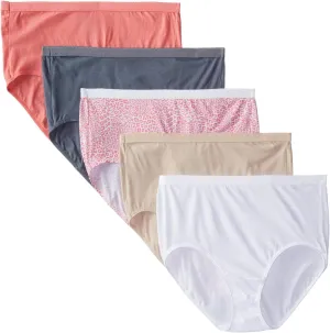 Fruit of the Loom Women's Fruit of the Loom Women's Plus Size Fit for Me 5 Pack Microfiber Brief Panties