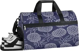 Fruit Pineapple Plant Sports Gym Bag with Wet Pocket & Shoes Compartment Waterproof Workout Duffel Bag for Women and Men Weekender Overnight Duffle Bag Travel Carry-on Tote